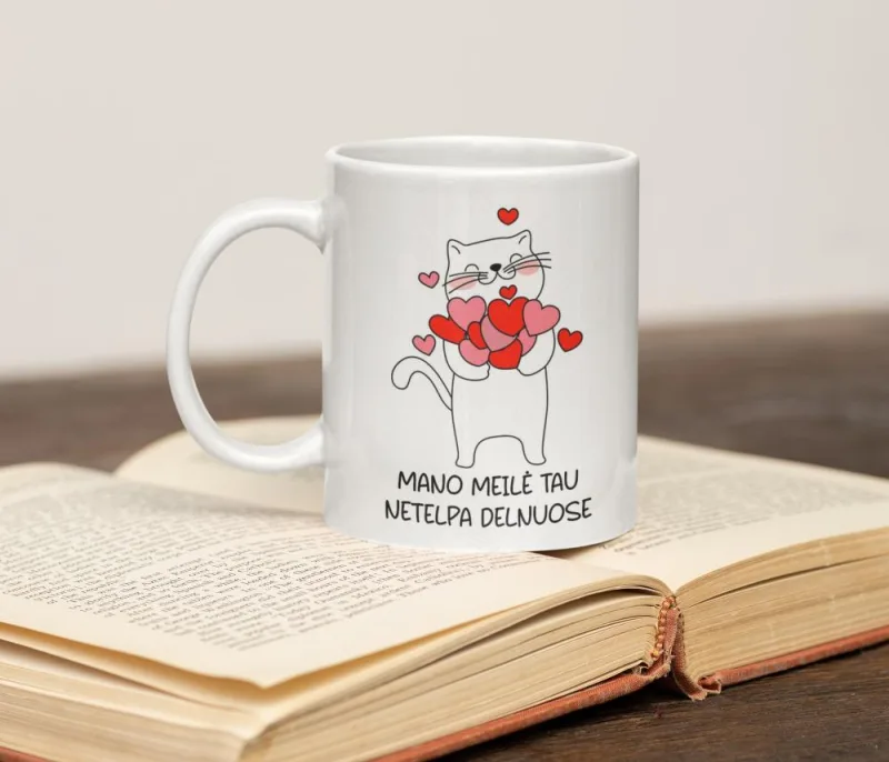 Standartinis puodelis „Mano meilė tau netelpa delnuose“
