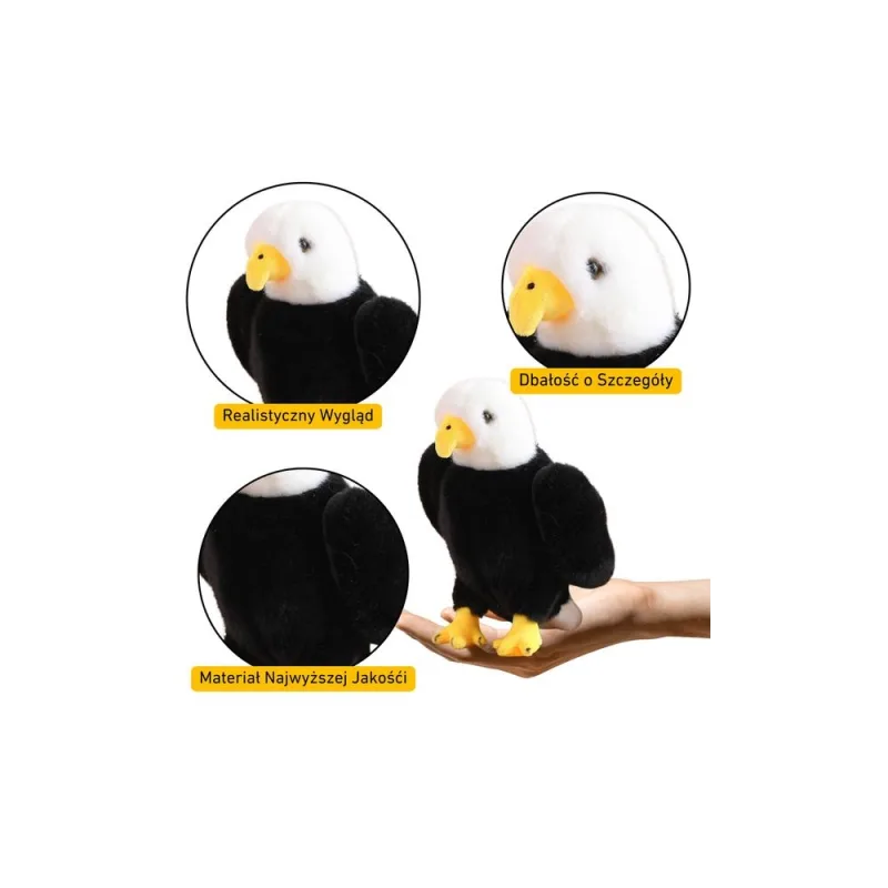 Pliušinis erelis paukštis pliušinis pliušinis talismanas juodai baltas 25 cm · 2