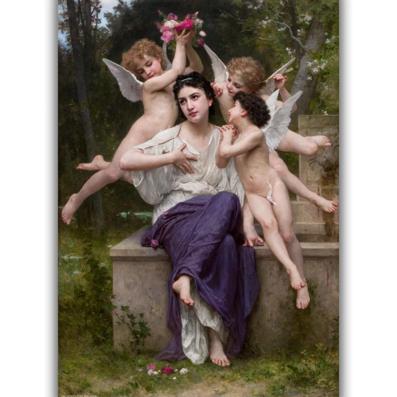 Reprodukcija „Pavasario sapnas“, William Adolphe Bouguereau, (1901)