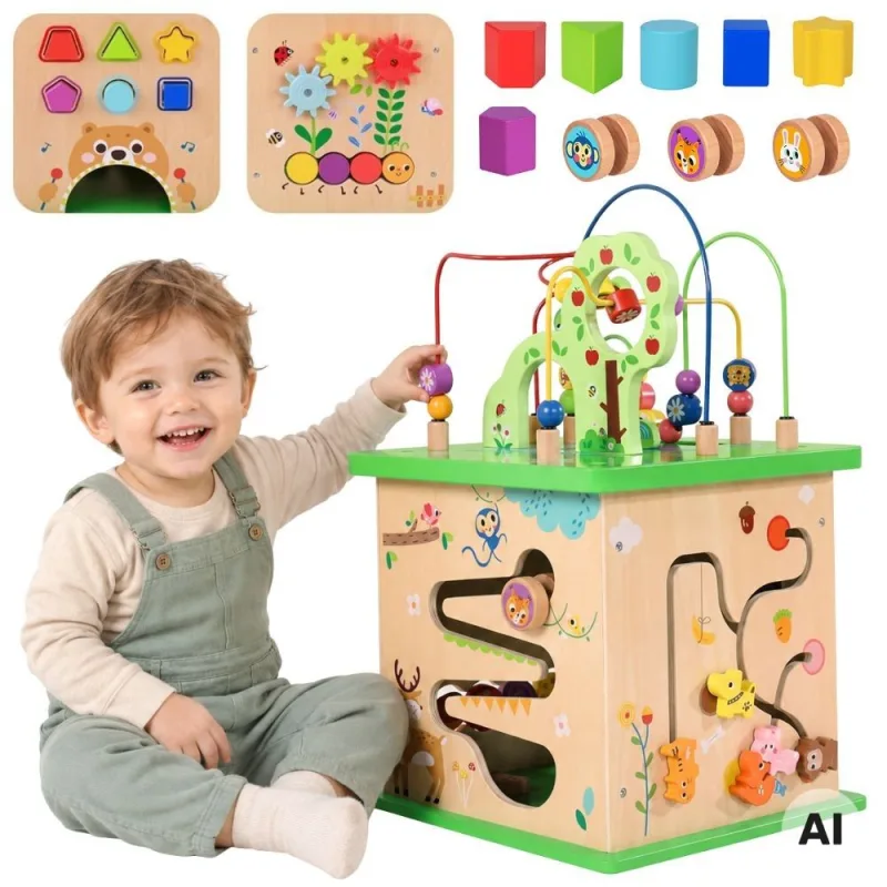 Medinis edukacinis kubas TOOKY TOY 5-in-1 Miškas · 1