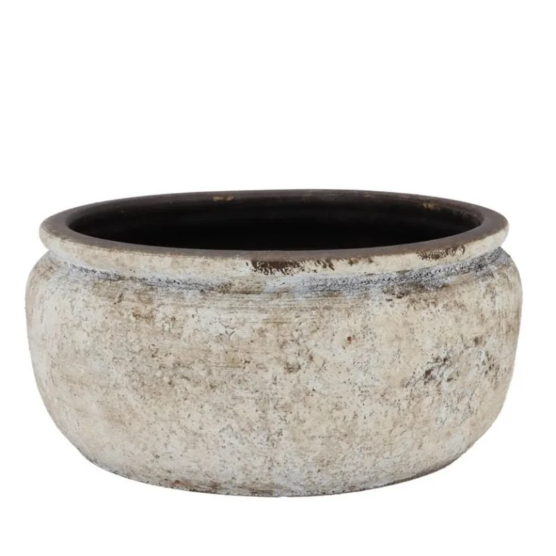 Smėlio spalvos vazonas žemas Batu — 31x15 cm