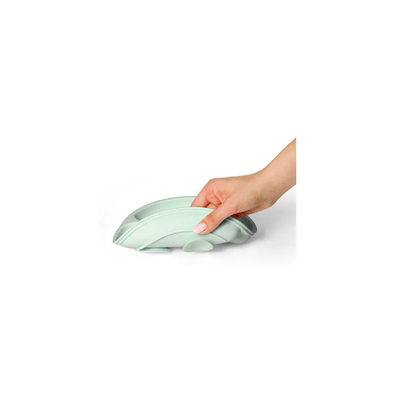 Silikoninė lėkštė su siurbtukais ir 3 skyreliais BabyOno 1482/03, mėtų sp. · 2