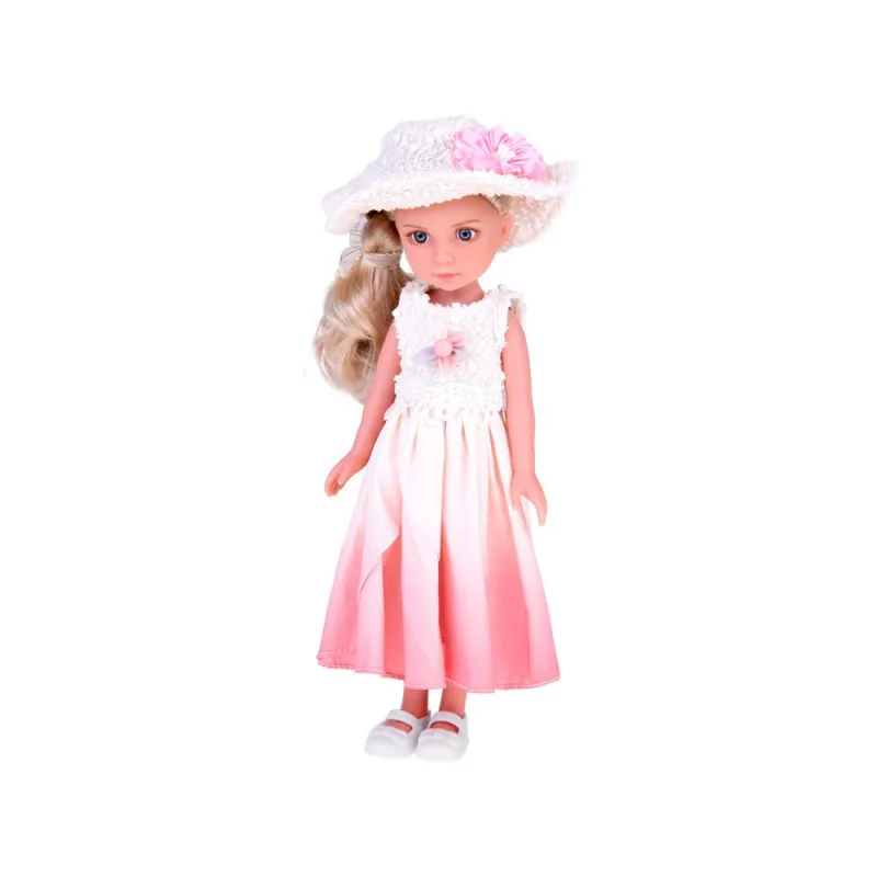 Elegantiška lėlė su skrybėlaite ir ilgais blond plaukais ZA5314 · 2