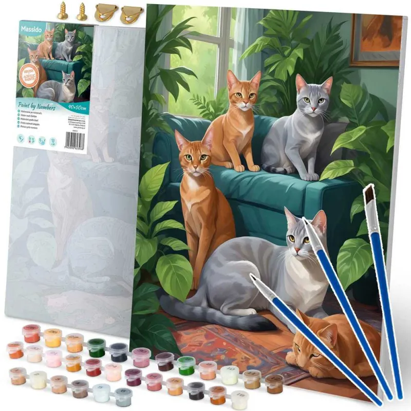 Paveikslas tapybai pagal skaičius 40x50 cm Massido Katės · 1