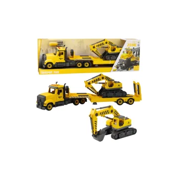 Sunkvežimis DIY Caterpillar su ekskavatoriumi žibintai garsai, geltonas