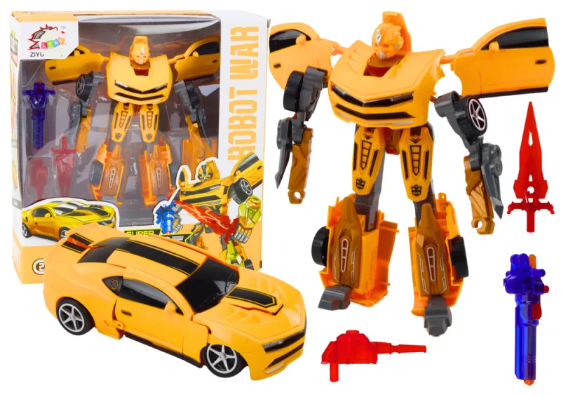 Transformuojamas robotas-automobilis 2in1, geltonas · 1