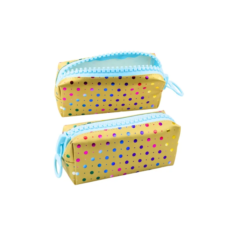 Mokyklinis penalas Organizatorius Spalvoti taškai Didelis užtrauktukas Auksinis 21x8cm · 1