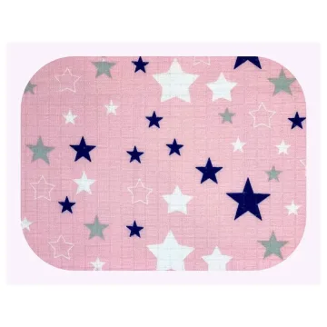 Sauskelnės - 22003- TETRA PRINT - EGA - STARS -NAVY BLUE / PINK - dydis 70x80 cm