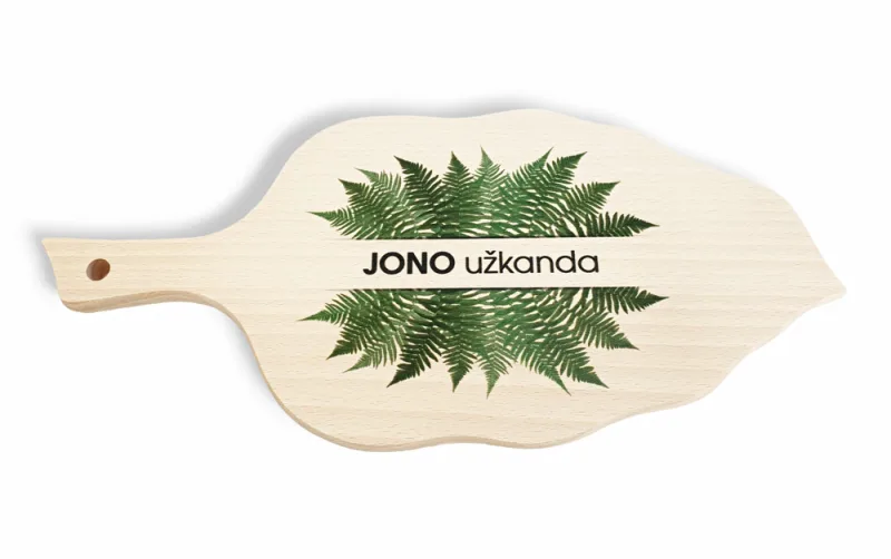 Graviruota Pjaustymo lentelė lapas su spauda „Jono užkanda“