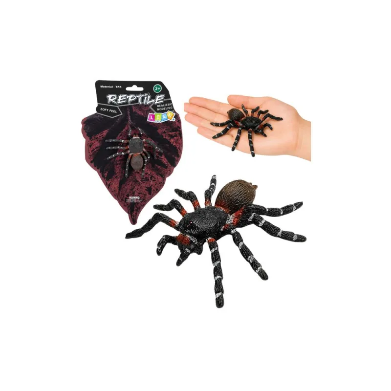 Guminis tarantulas – elastinga, realistiška figūrėlė, juoda, 10 cm · 1
