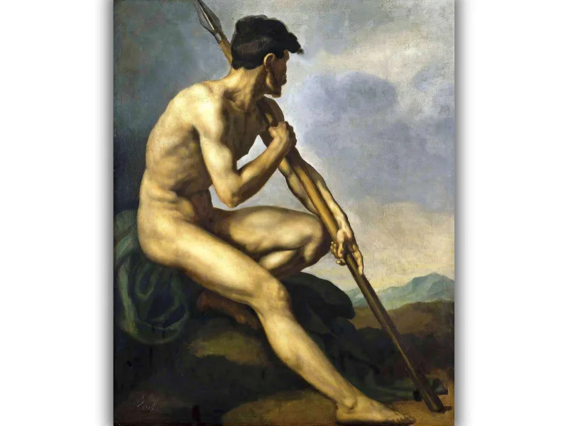 Reprodukcija „Nuogas vyras su ietimi“, Théodore Géricault (1816)