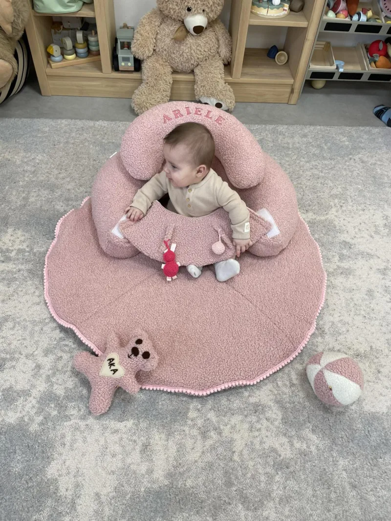 SĖDINUKAS su apvaliu kilimėliu ,,TEDDY PINK,,