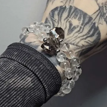 Kalnų Krištolo su Dūminiu Kvarcu apyrankė/amuletas