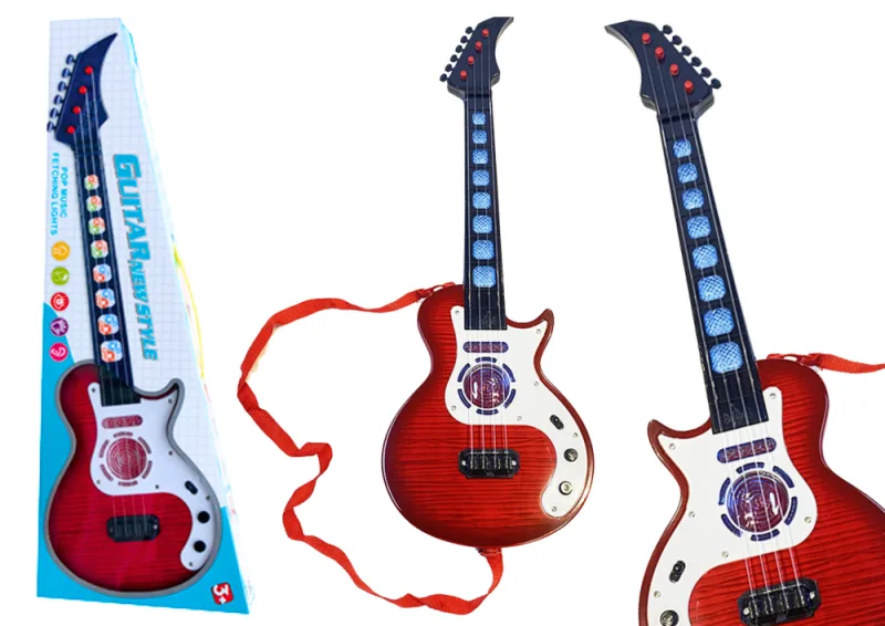 Raudona vaikiška elektrinė gitara su šviesomis ir melodijomis · 1