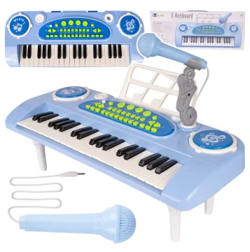 Vaikiškas pianinas su mikrofonu, 37 klavišai, mėlynas, MP3 (nėra mikrofono)