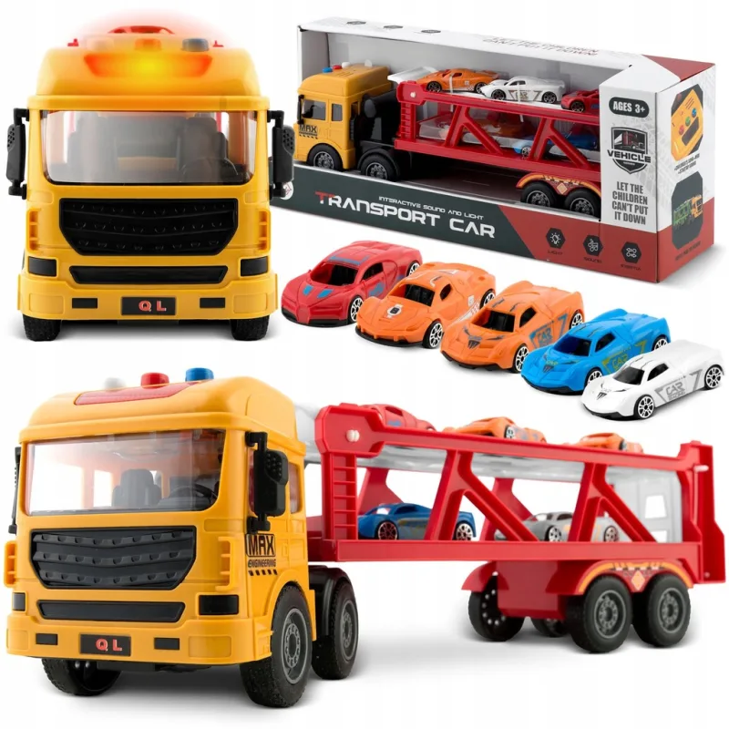 Žaislinis sunkvežimis vilkikas su 5 automobiliais, šviesa ir garsu · 1
