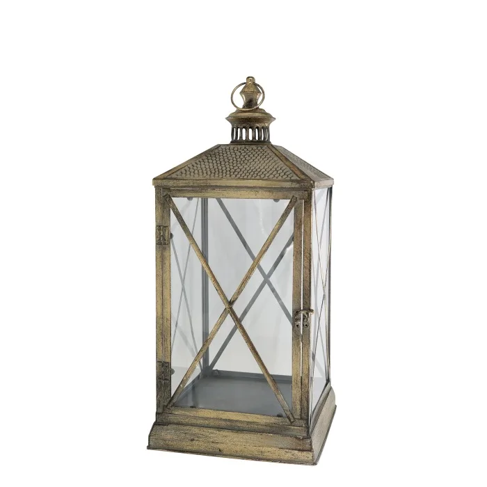 Žibintas su raštu ant stogo, sendintas žalvaris — H60/L26.5/W26.5 cm