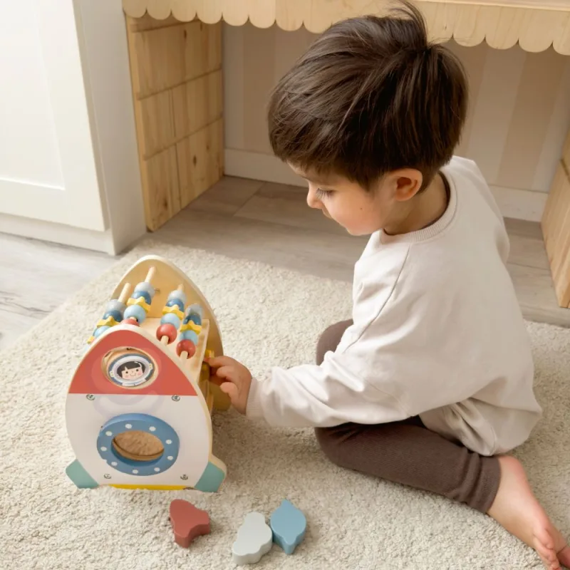 Medinė mokomoji raketa TOOKY TOY su 6 užduotimis · 3