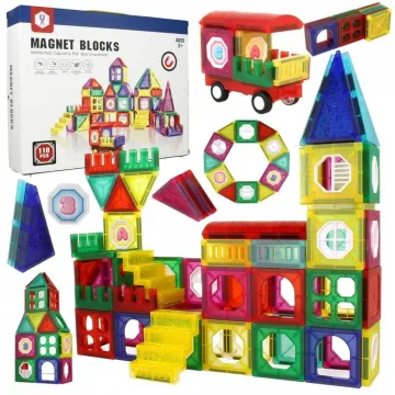 Magnetinis konstruktorius spalvoti blokeliai, 110 vnt