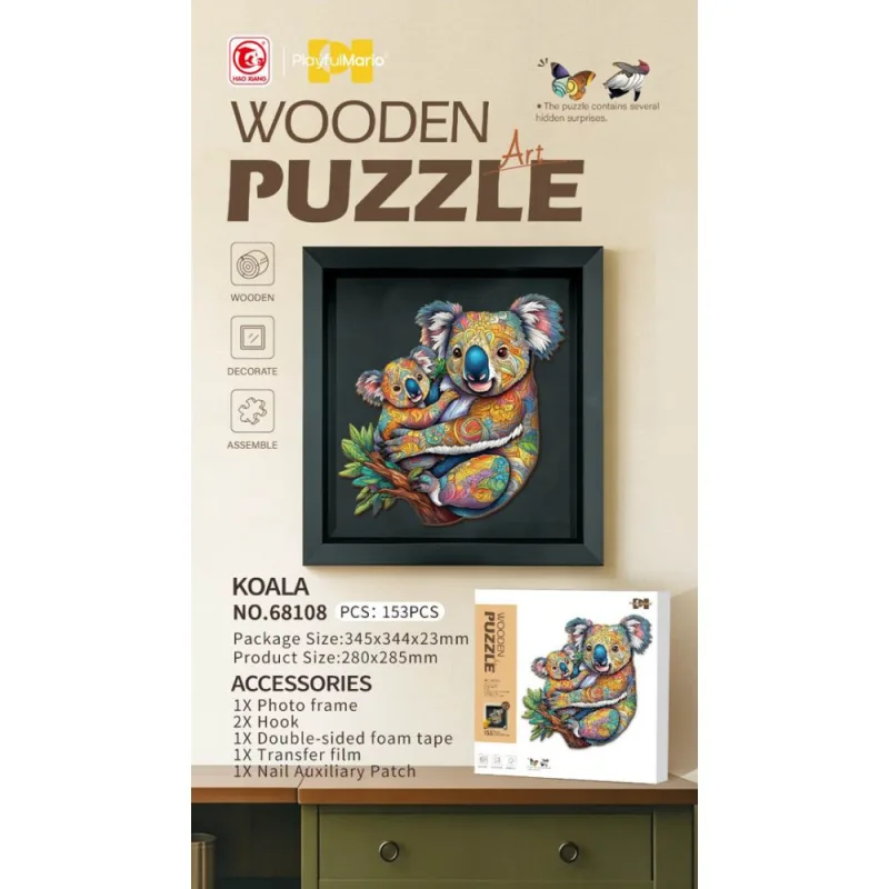 Medinė dėlionė Koala, 153 dalys · 1