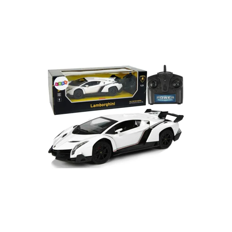 R/C sportinis automobilis 1:24 „Lamborghini Veneno“, baltas, 2,4 G, su žibintais · 1