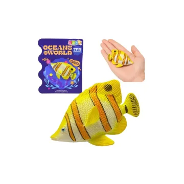 Vario spalvos guminė žuvis, drugelio formos figūrėlė, elastinga, realistiška, 10 cm