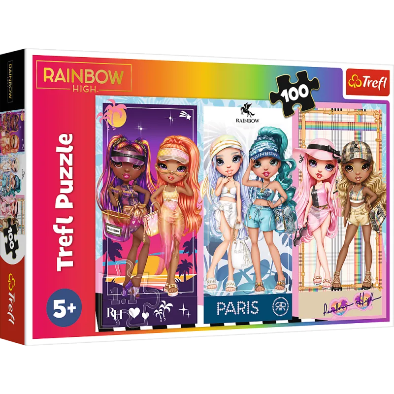 Dėlionė - 100 - Vaivorykštės lėlės - MGA Rainbow high Trefl 16444 · 3