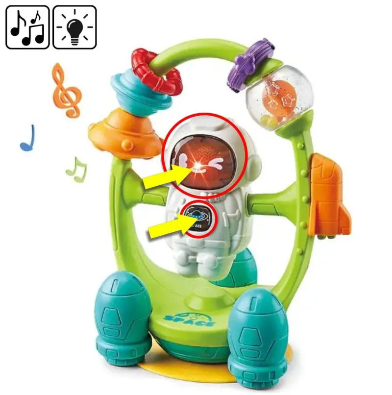 Muzikinis barškutis su siurbtuku Astronautas · 2