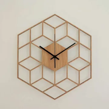Sieninis ąžuolo faneruotės laikrodis CUBIC