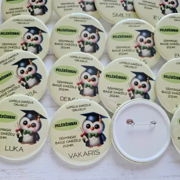 Išleistuvių dovanos vaikams - ženkliukas arba magnetukas „Pelėdžiukai“