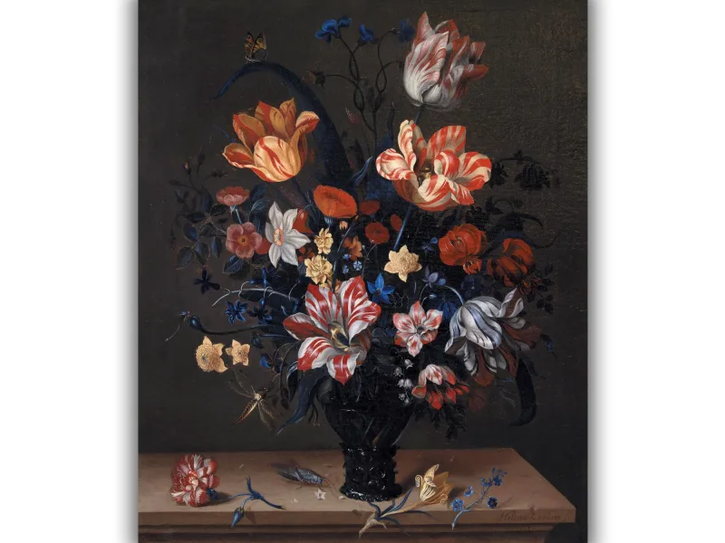 Reprodukcija „Tulpės ir kitos gėlės vazoje“, Helena Roouers, (1663)