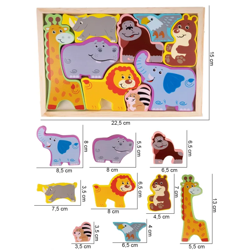 Medinė dėlionė Zoologijos sodo gyvūnai · 1