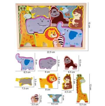 Medinė dėlionė Zoologijos sodo gyvūnai