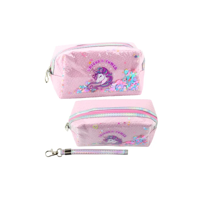 Mokyklinis pieštukinis dėklas su juostele Vienaragis Confetti Pink 20cm · 1