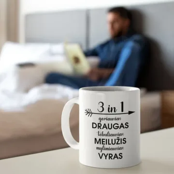 Standartinis puodelis „3 in 1 mylimiausias vyras“