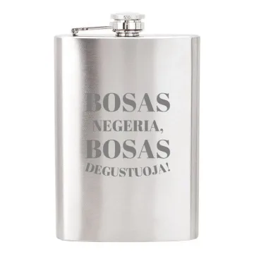 Metalinė gertuvė (fleškutė) „Bosas negeria, Bosas degustuoja“