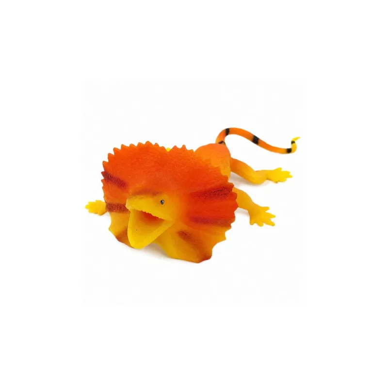 Guminis apykaklėtas driežas – ištempiama, realistiška figūrėlė, 19 cm · 3