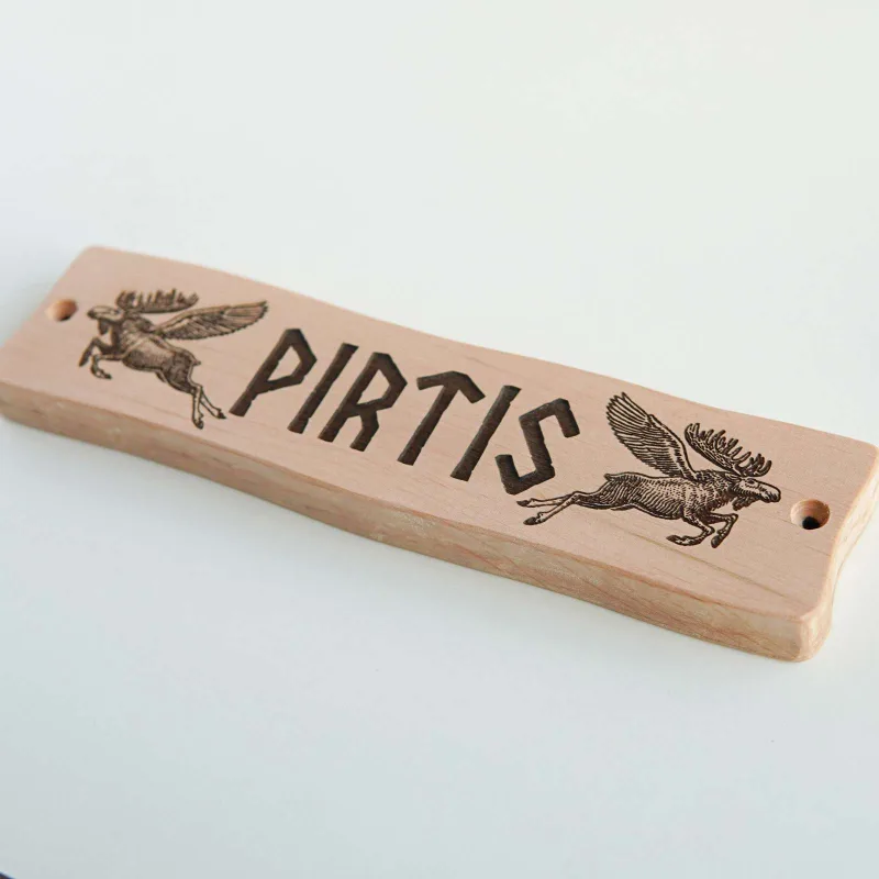 Medinė dekoratyvinė pirties lentelė „Pirtis“ su briedžiais · 1