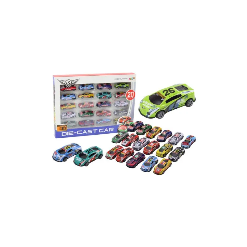 Žaislinių sportinių automobilių rinkinys 1:64, 20 dalių · 1