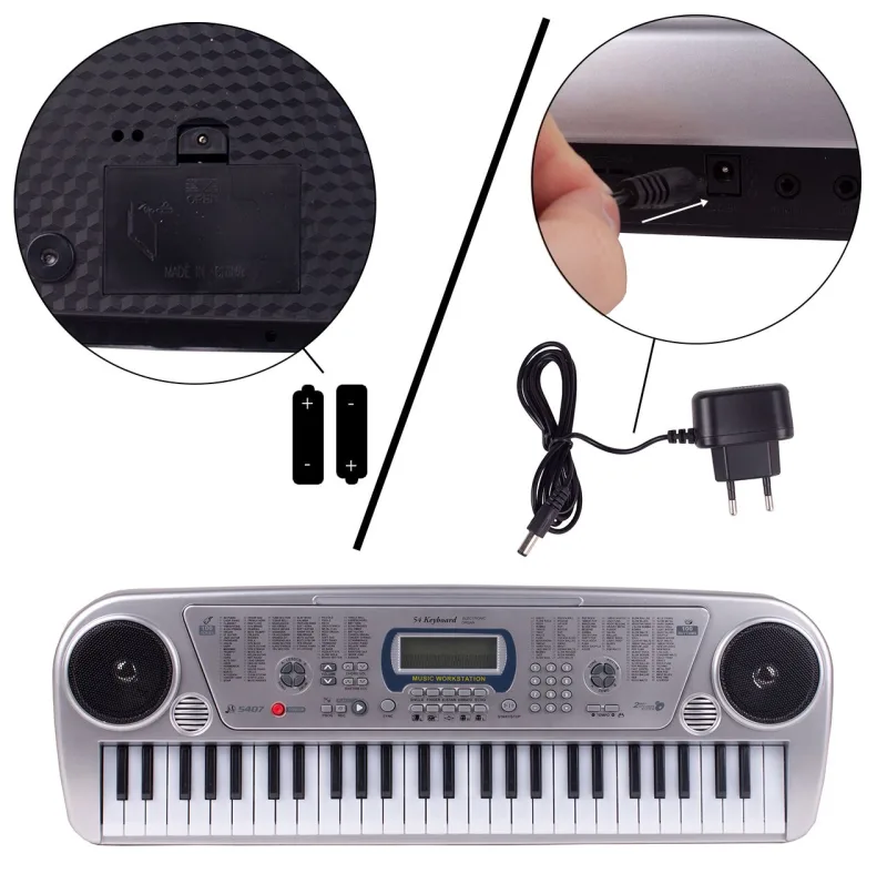 Vaikiškas pianinas su mikrofonu, 54 klavišai, sidabrinis · 3