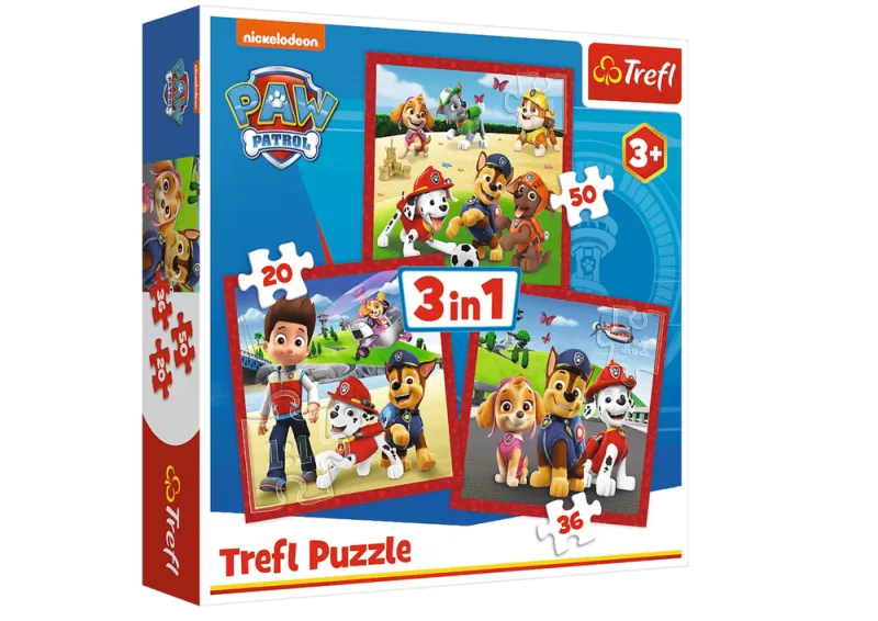 Dėlionė – 3-in-1 (20, 36, 50) – Linksmi šuneliai – „Psi Patrol“ – „Trefl“ 34867 · 1