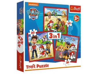 Dėlionė – 3-in-1 (20, 36, 50) – Linksmi šuneliai – „Psi Patrol“ – „Trefl“ 34867