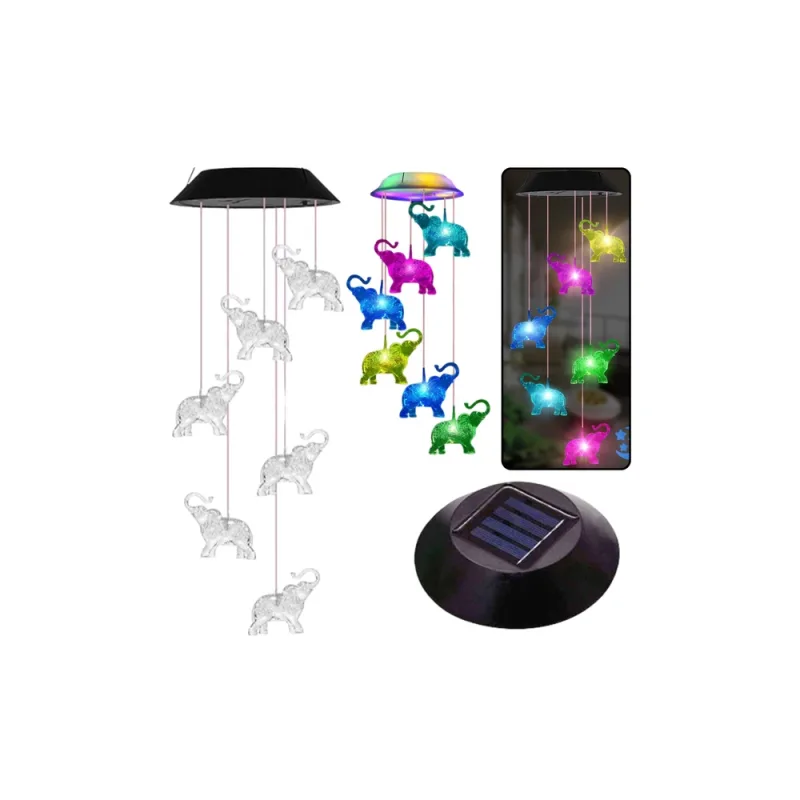 Saulės sodo žibintai LED varpeliai Drambliai Spalvoti 70cm · 1
