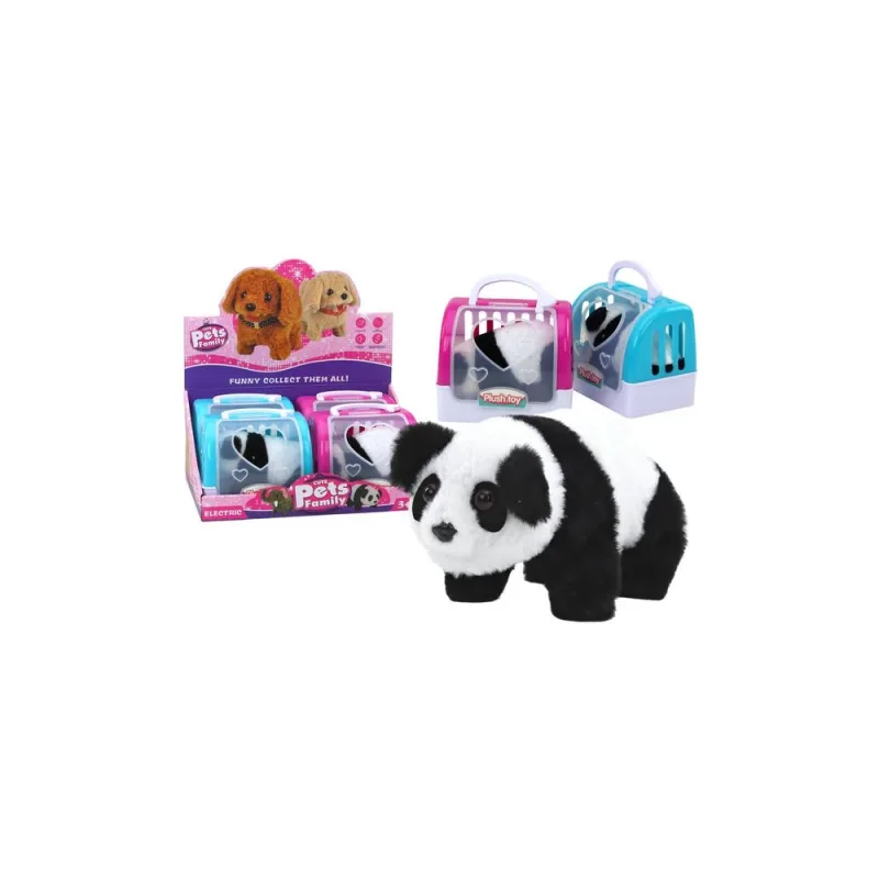 Interaktyvi pliušinė panda transporto dėžutėje, rožinė ir mėlyna · 1