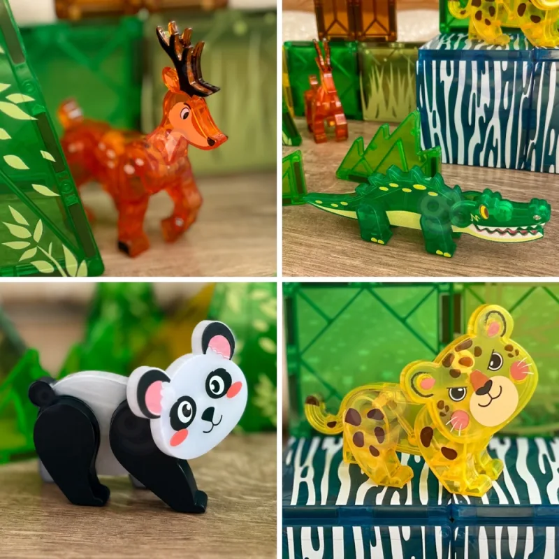 Magnetinis 3D konstruktorius WOOPIE Rare Animals edukacinis rinkinys 45el. · 3