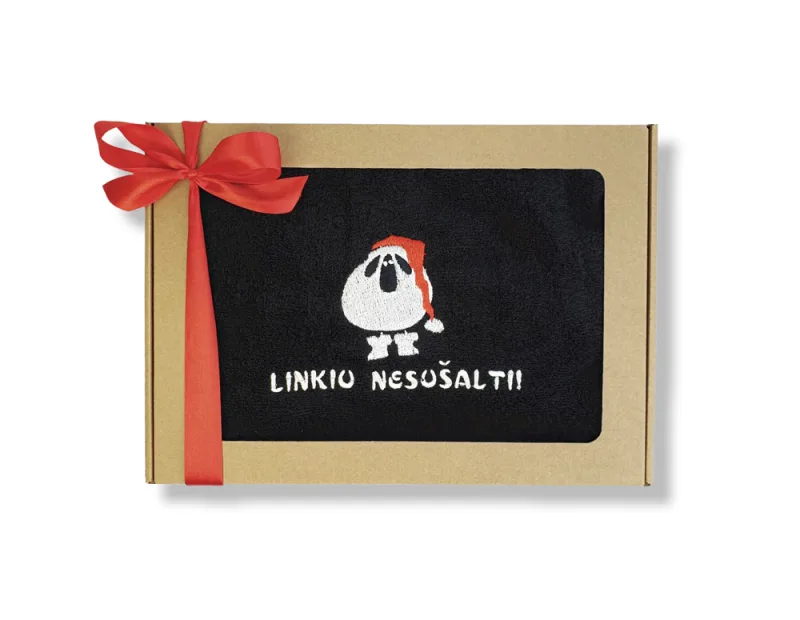 Siuvinėtas rankšluostis „Linkiu nesušalt!“ (50x100)