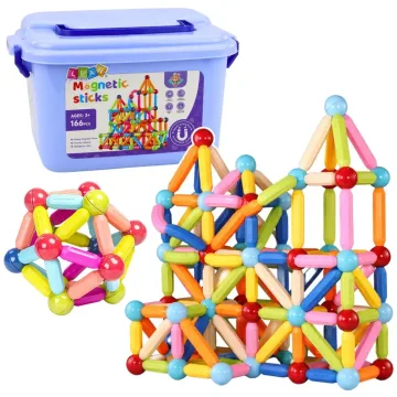 Magnetinis konstruktorius dėžutėje „3D lazdelės“, 166 vnt