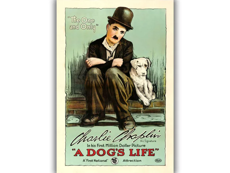Retro holivudo filmo plakatas „Charlie Chaplin in A Dog's Life“