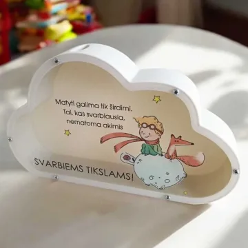 3D taupyklė Debesėlis šviečiantis tamsoje „Matyti galima tik širdimi“