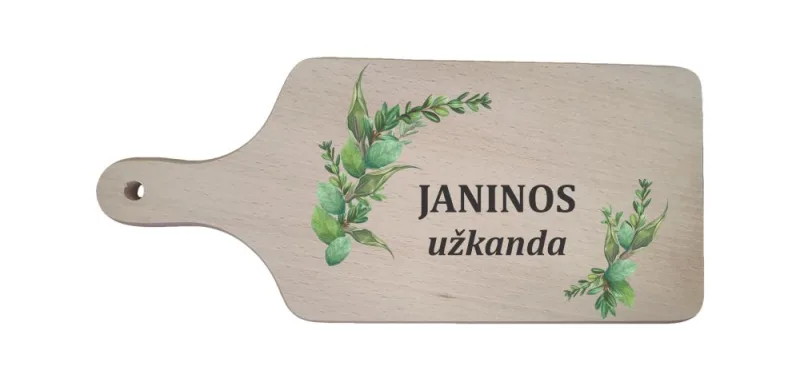 Pjaustymo lentelė su spauda „Janinos užkanda“
